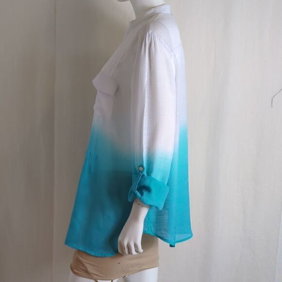 Zac and Rachel Ombre Aqua Tunic Top XL - Picture 4 of 7